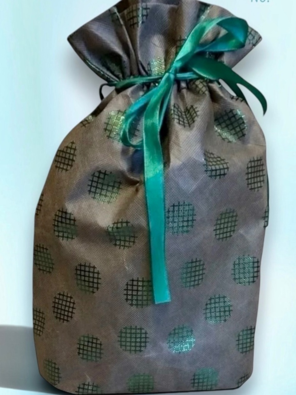 Gift Bag Green Polka Dots Ribbon Tie